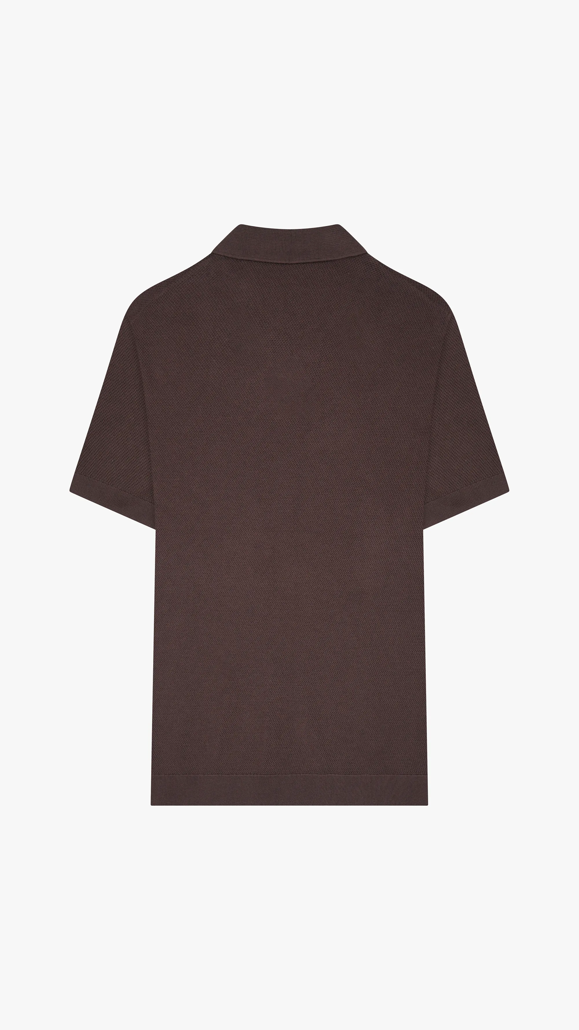 Textured Knit V Neck Polo Shirt