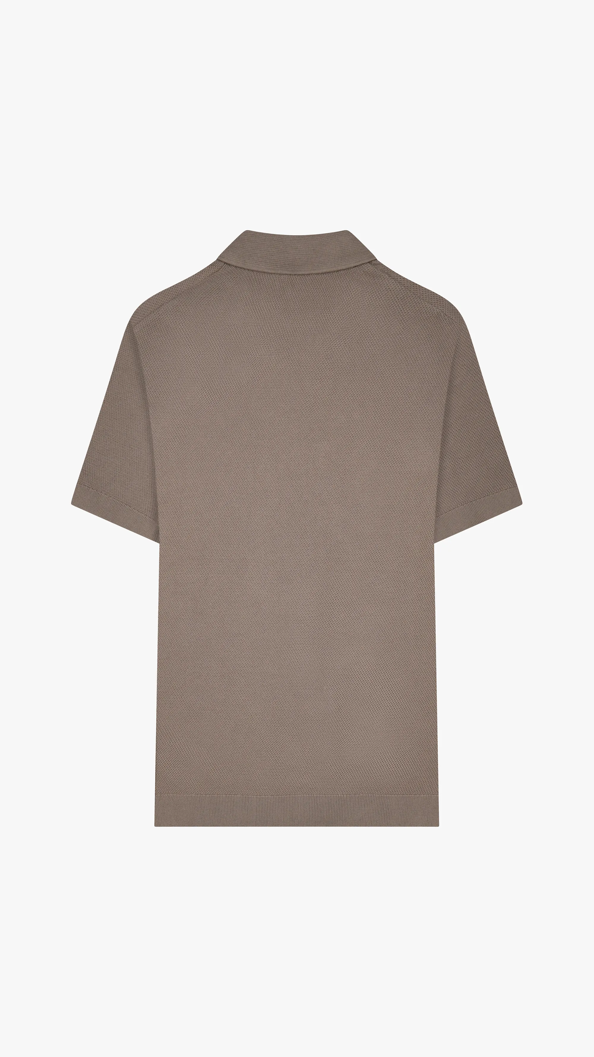 Textured Knit V Neck Polo Shirt