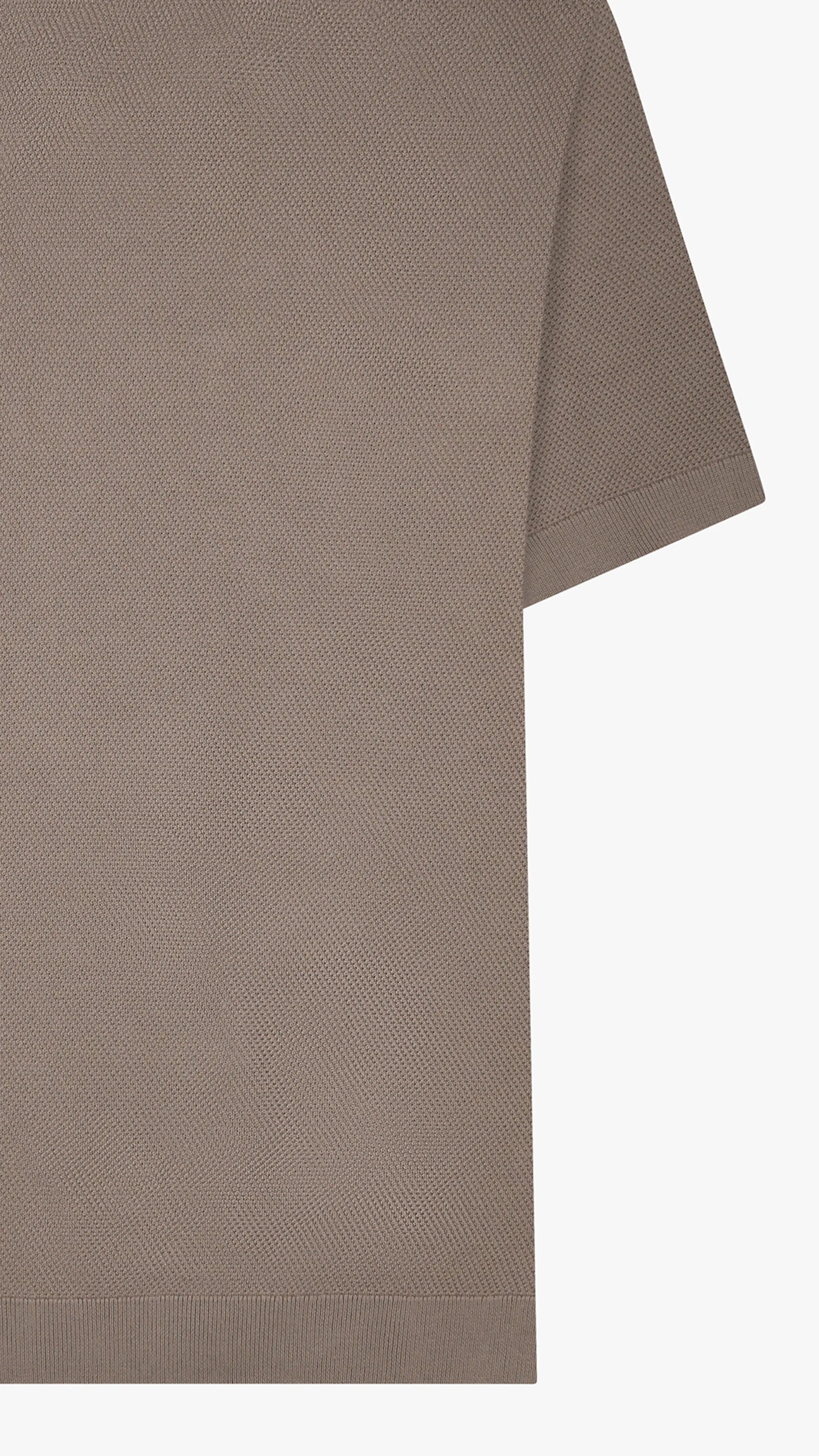 Textured Knit V Neck Polo Shirt