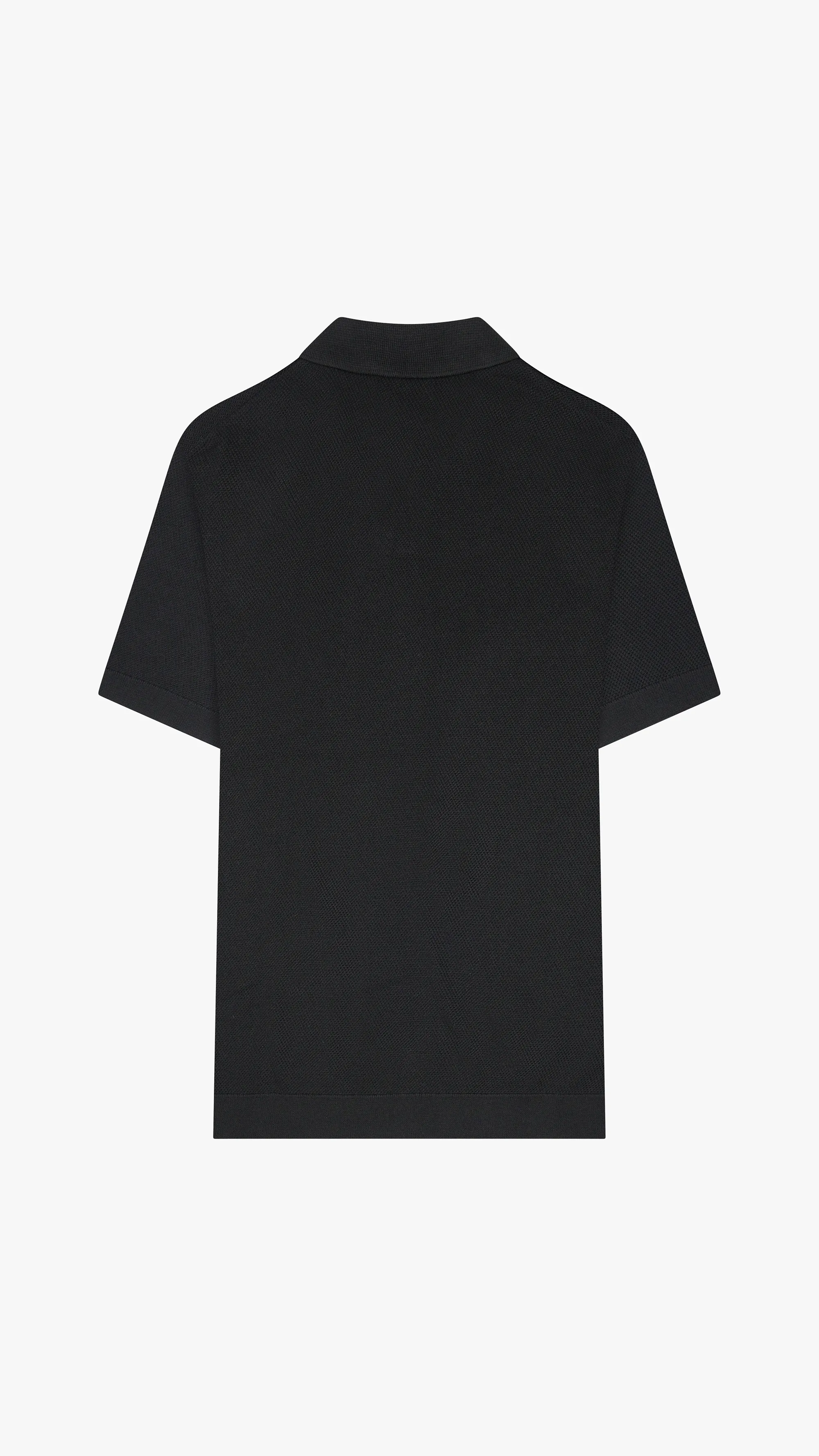 Textured Knit V Neck Polo Shirt