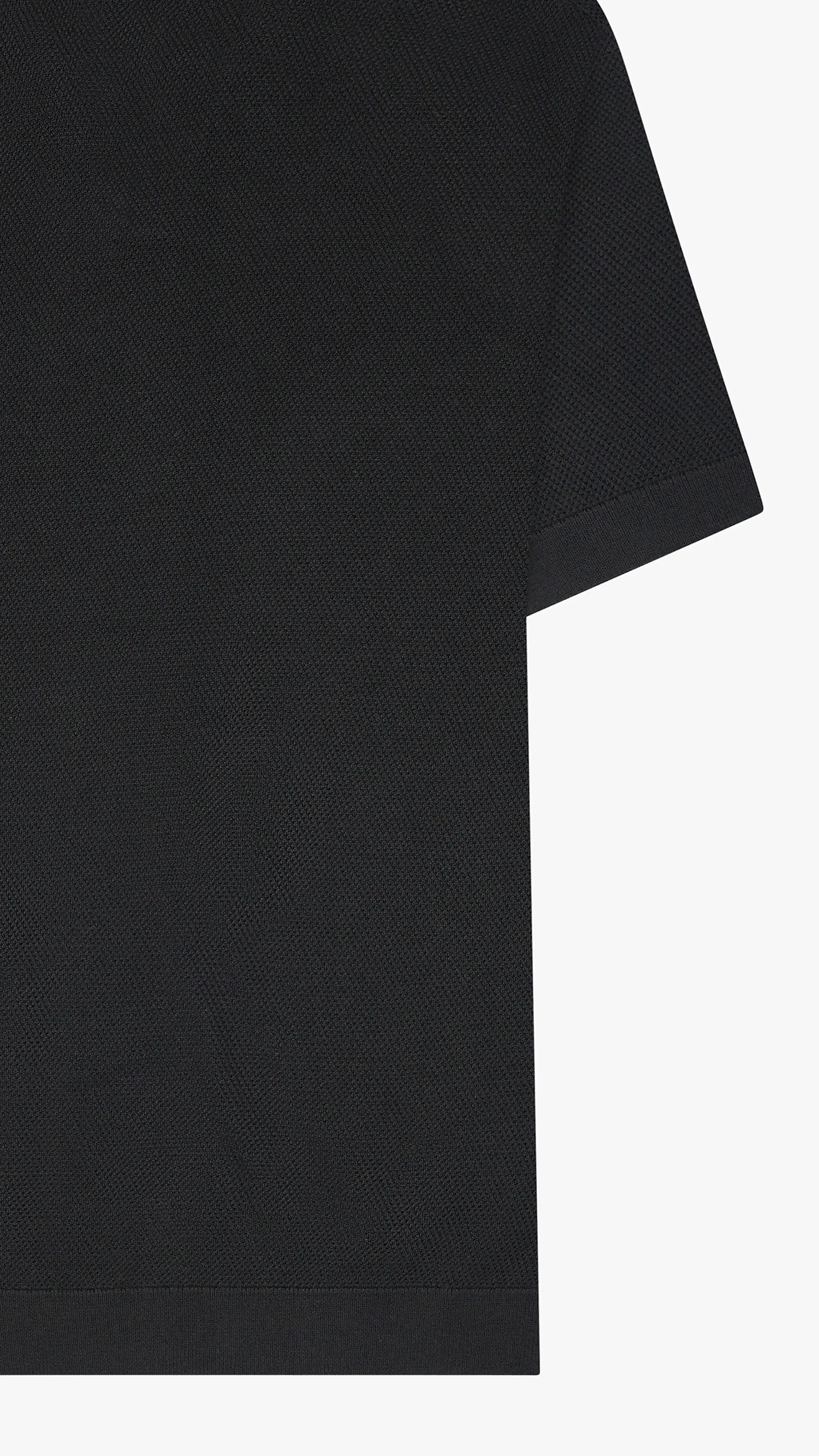 Textured Knit V Neck Polo Shirt