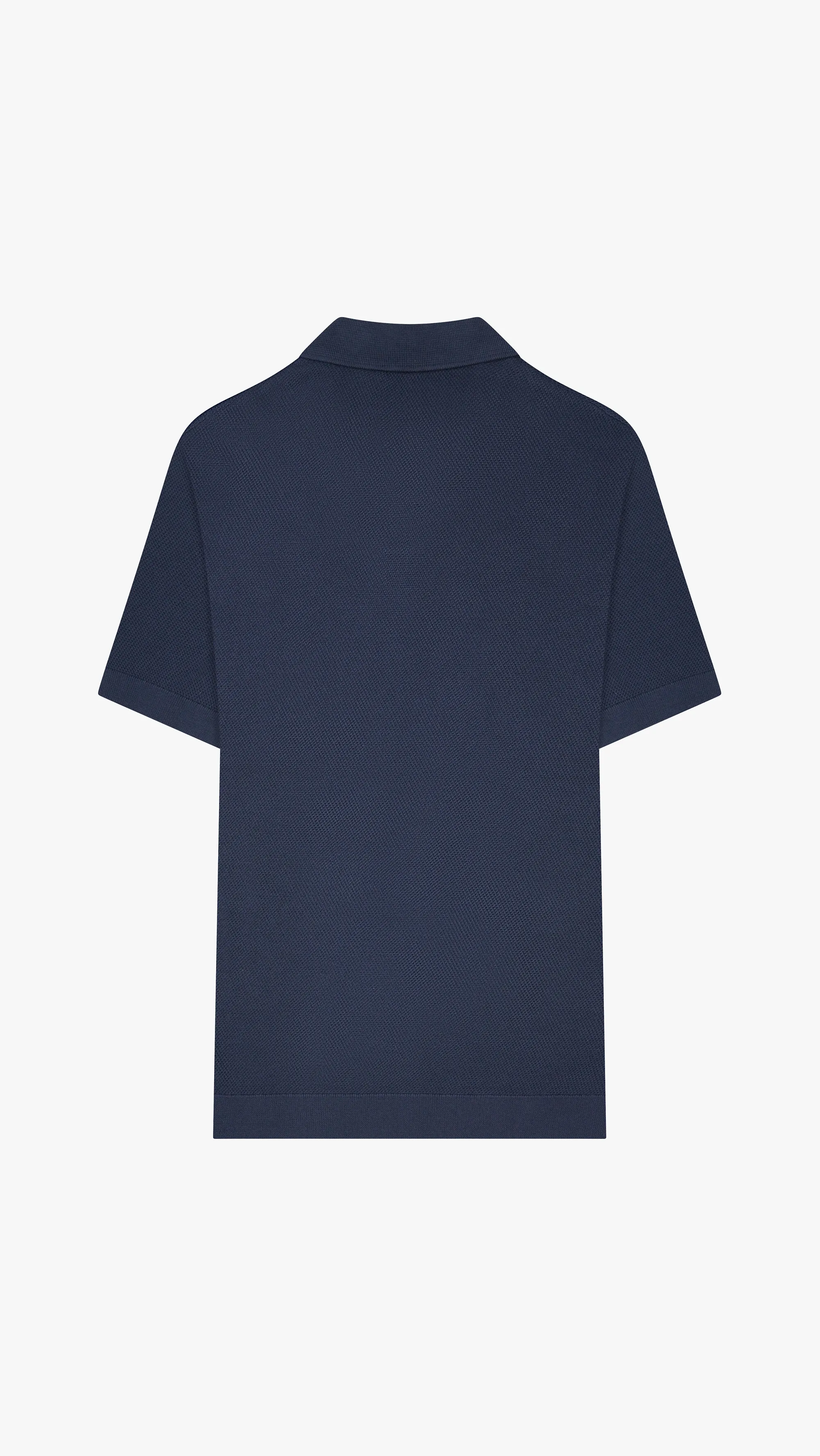 Textured Knit V Neck Polo Shirt