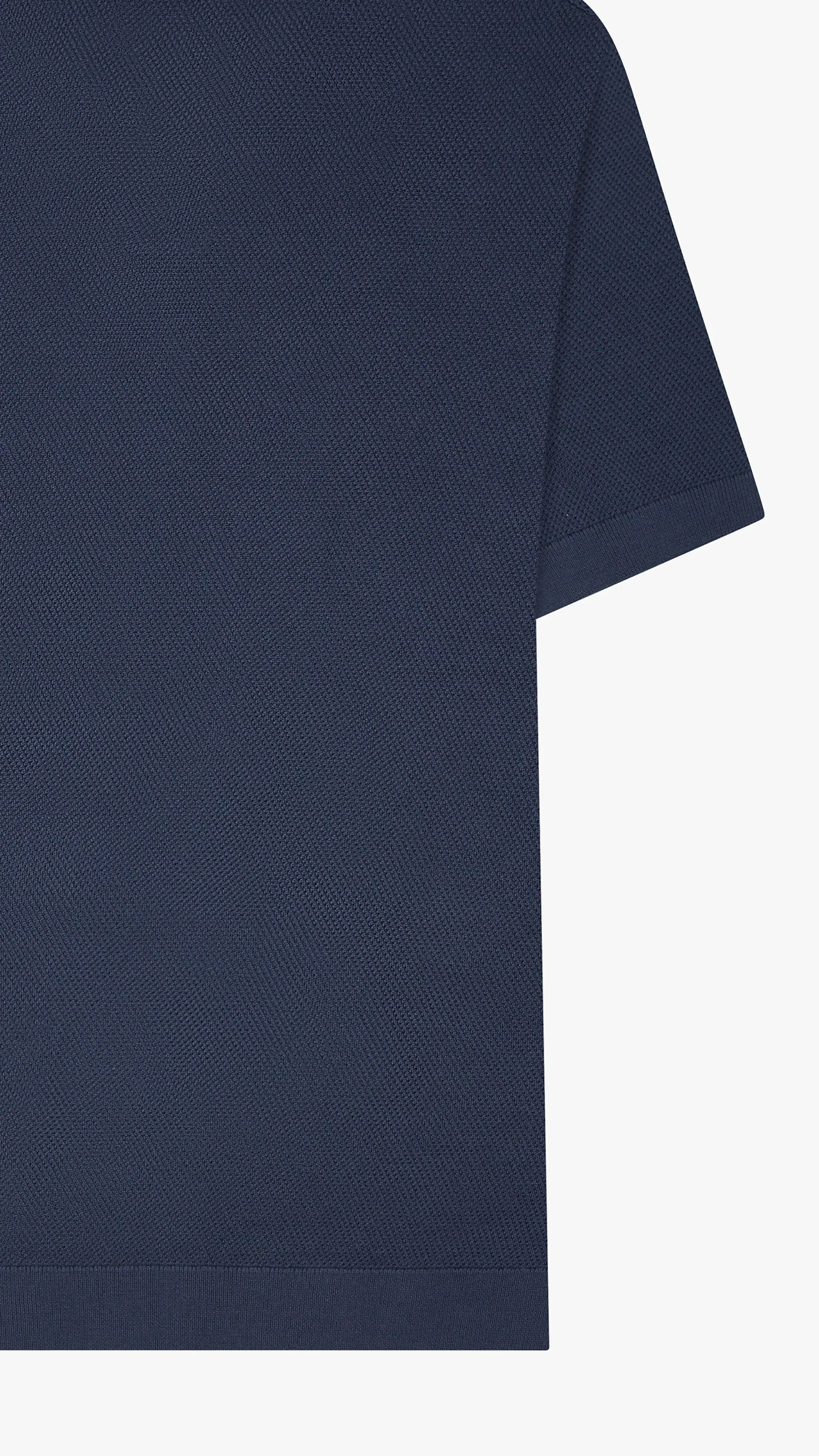 Textured Knit V Neck Polo Shirt