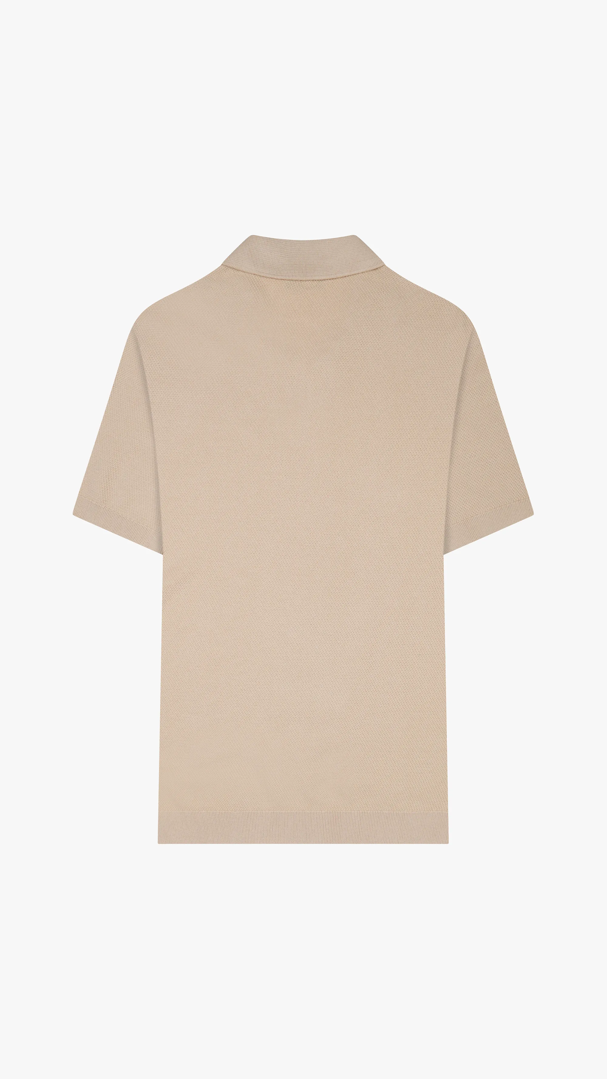 Textured Knit V Neck Polo Shirt