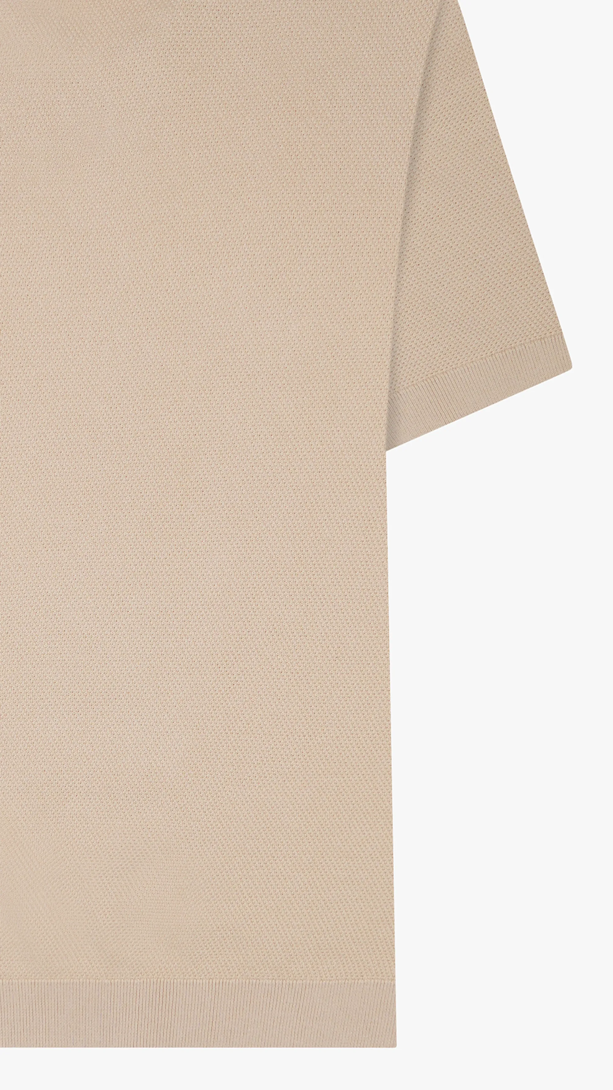 Textured Knit V Neck Polo Shirt