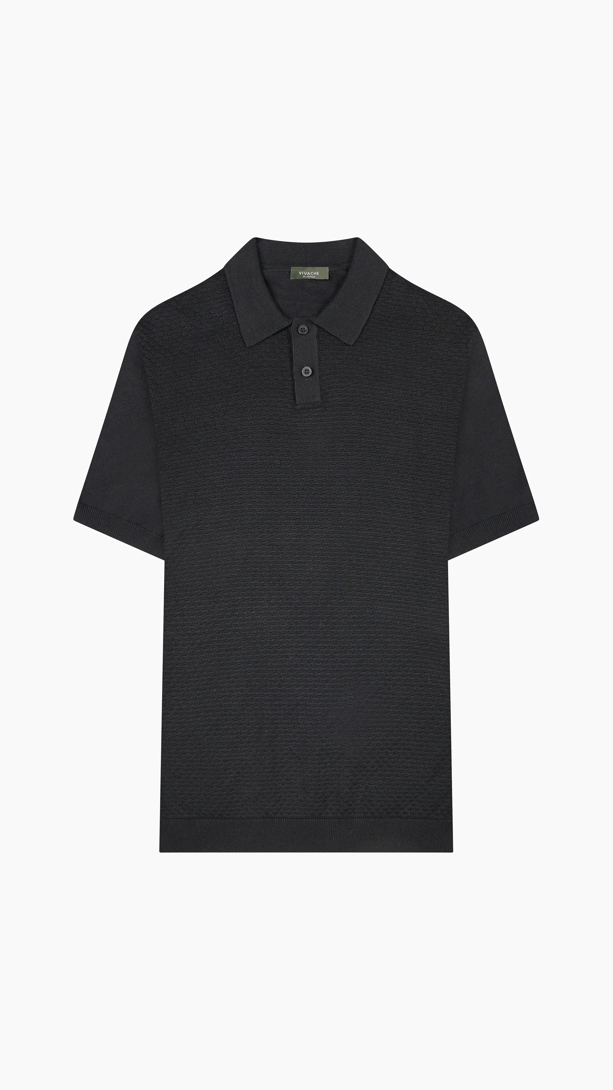 Textured Knit Cotton Polo Shirt