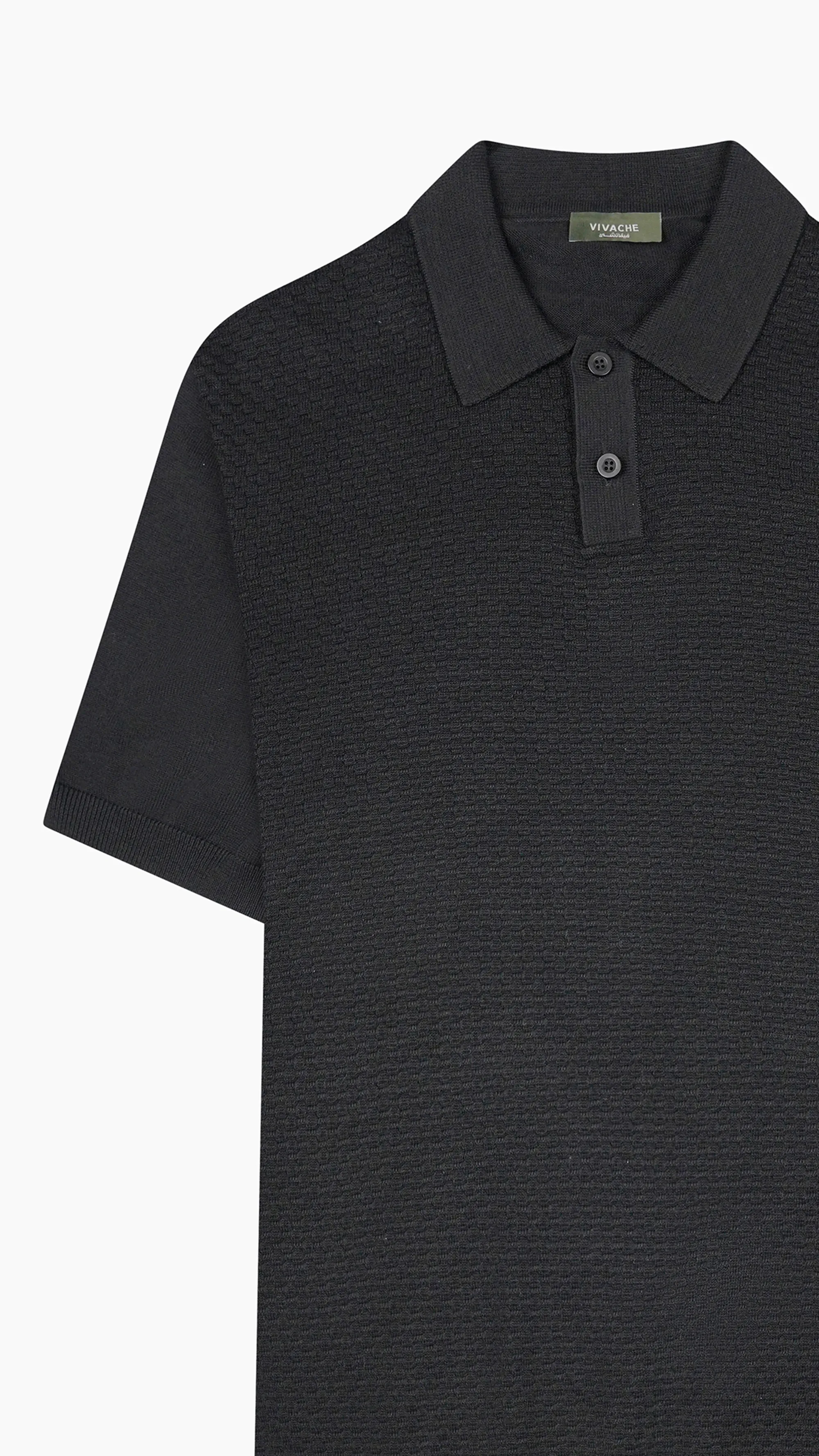 Textured Knit Cotton Polo Shirt