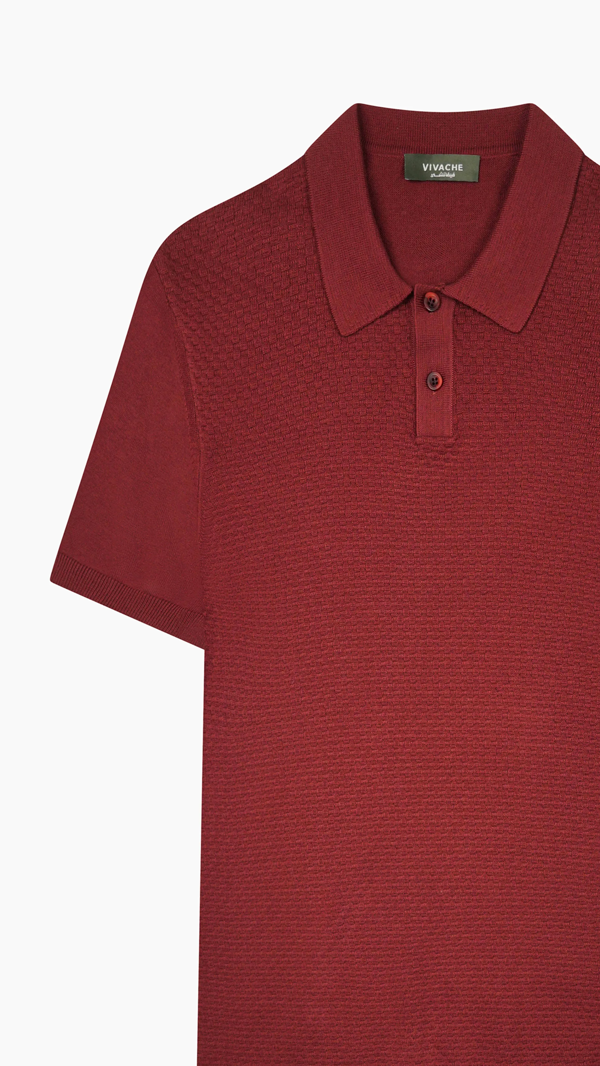 Textured Knit Cotton Polo Shirt
