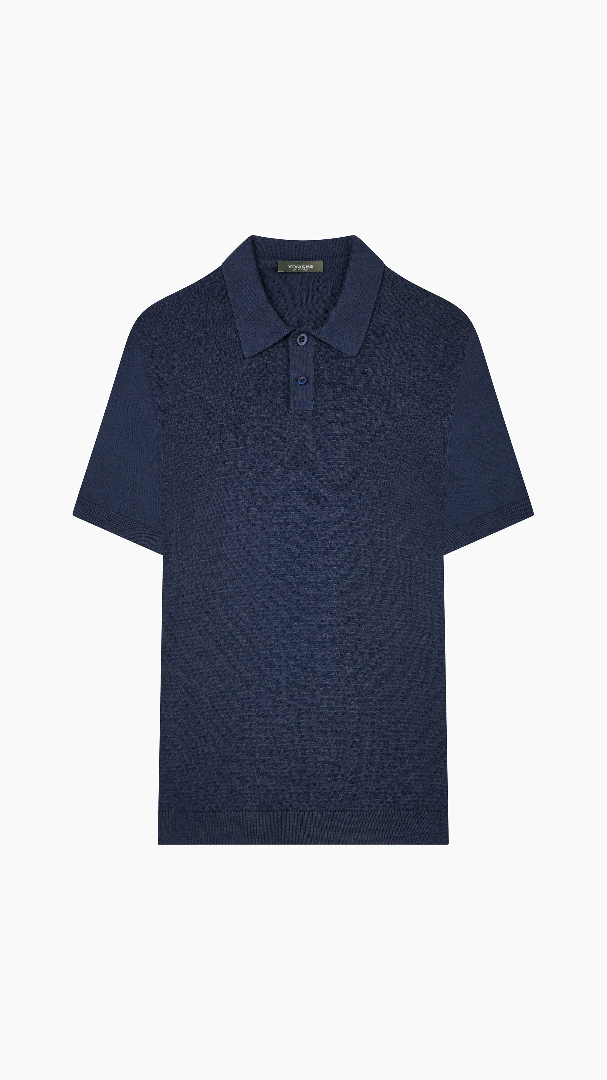Textured Knit Cotton Polo Shirt