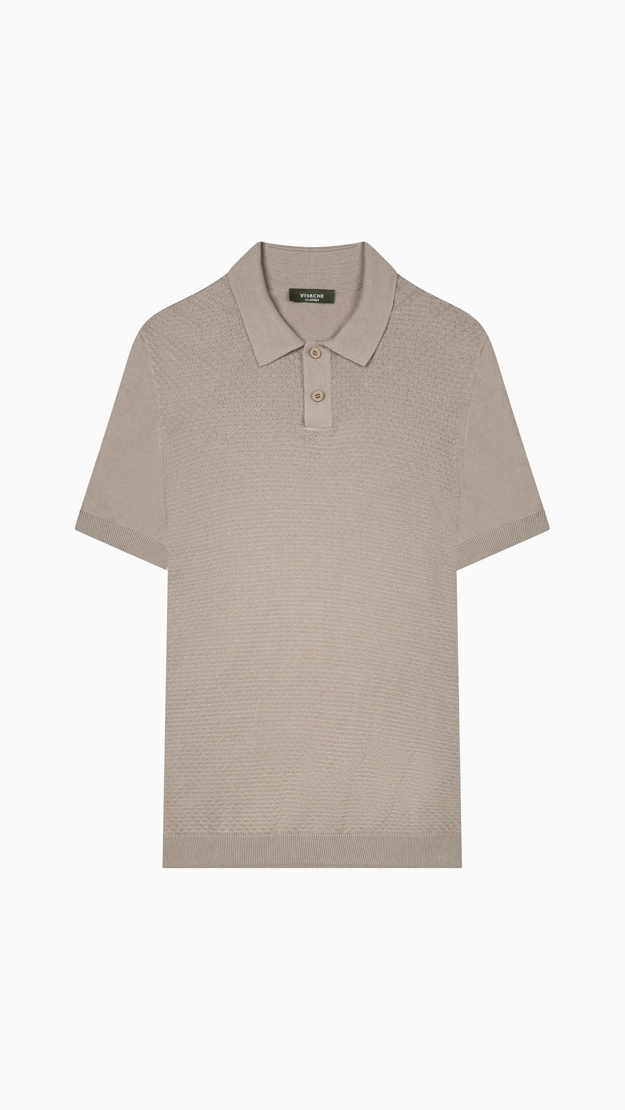 Textured Knit Cotton Polo Shirt