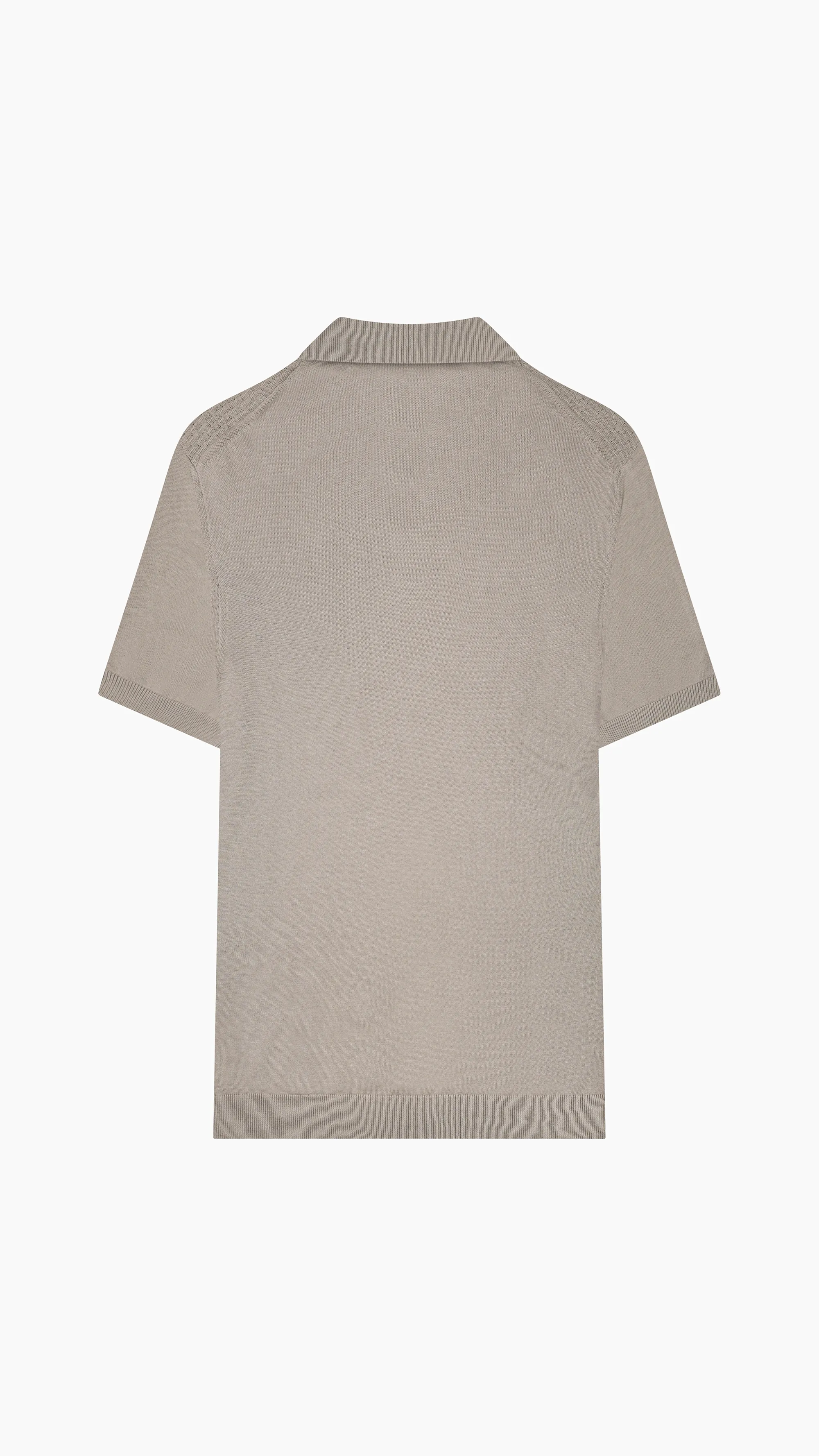 Textured Knit Cotton Polo Shirt