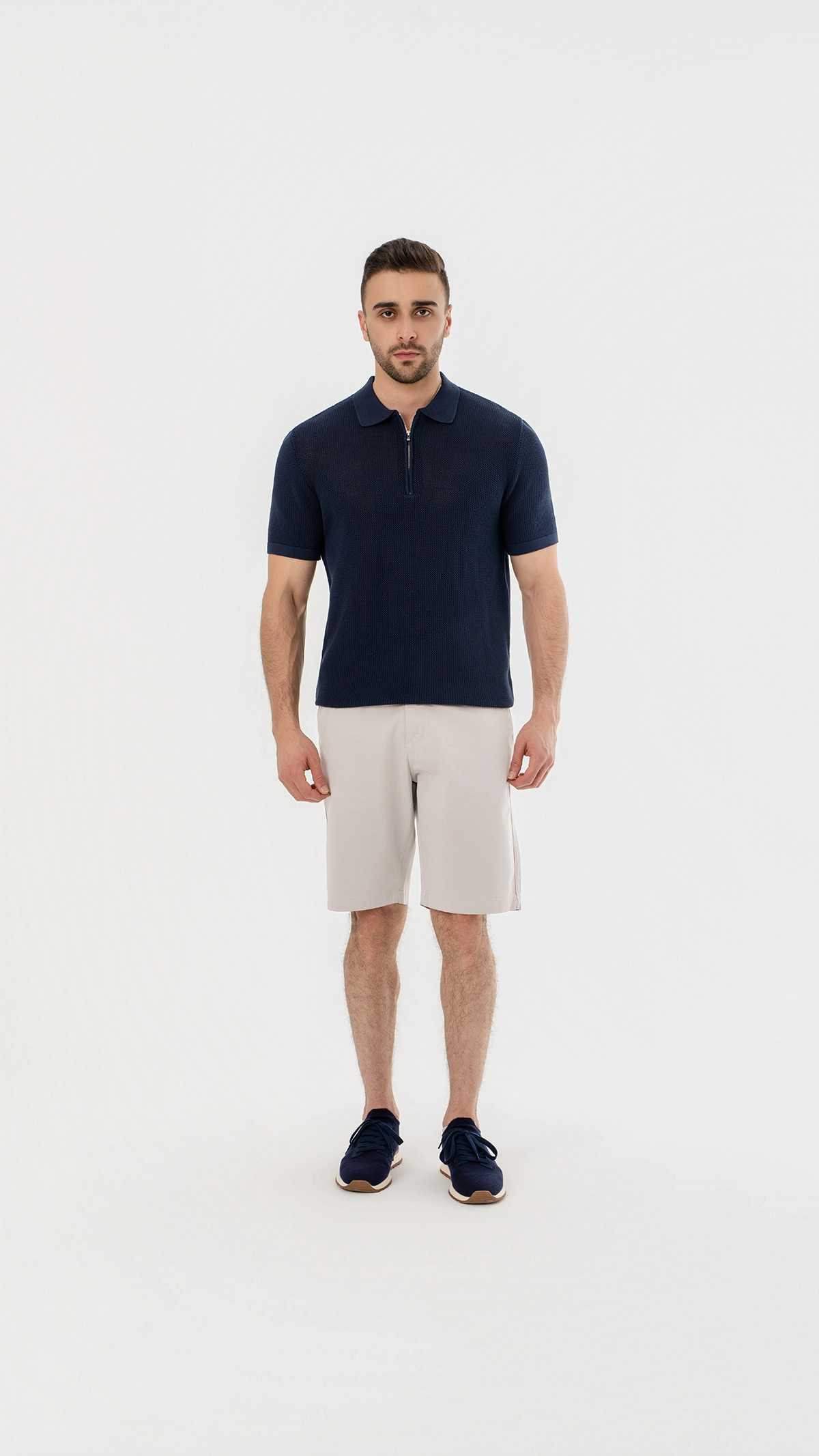 Textured Knit zip polo