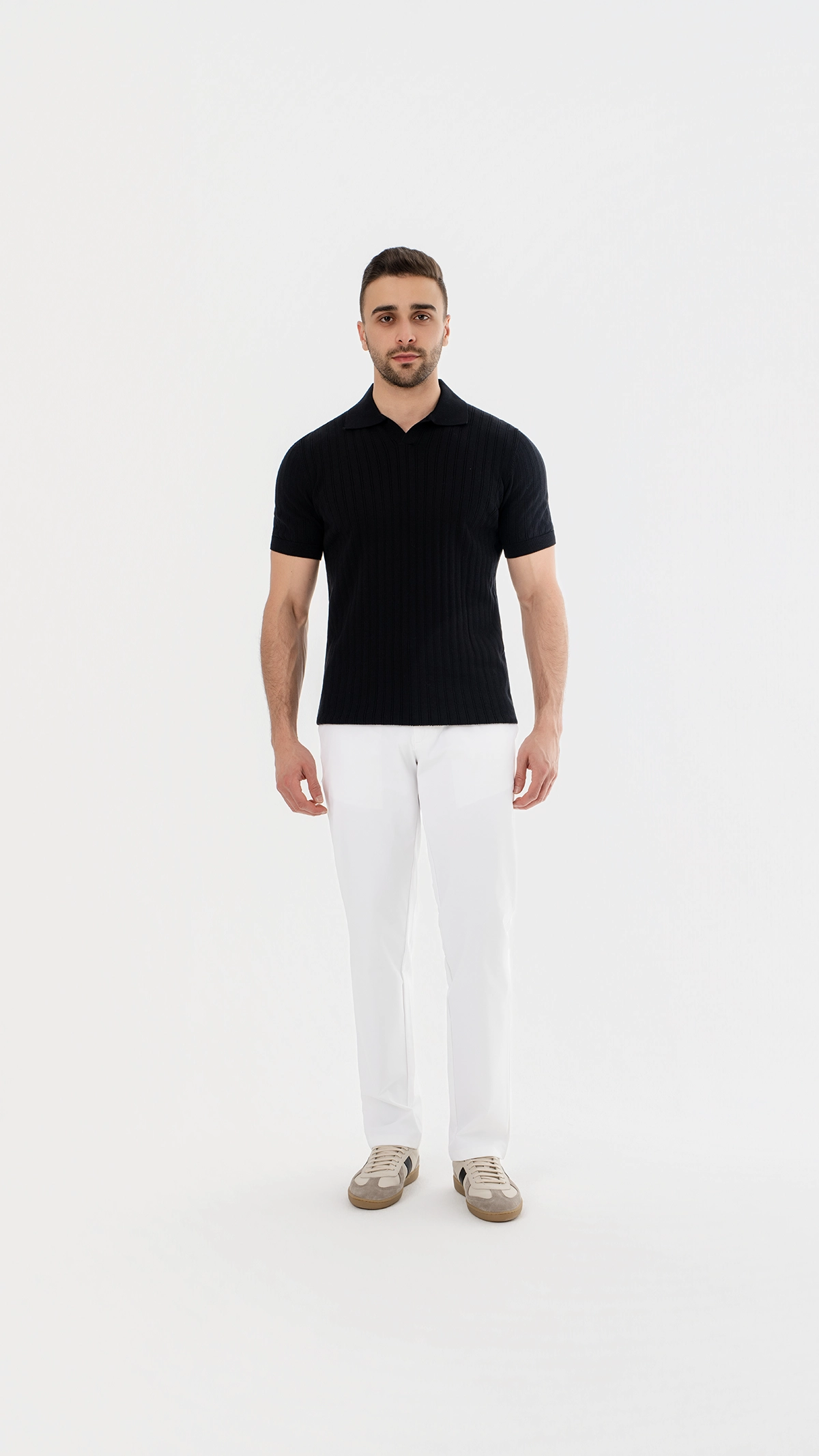 Open Collar Knit Polo